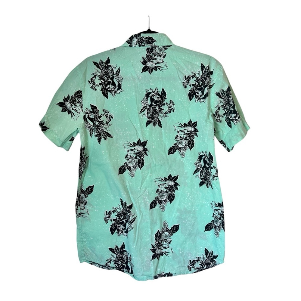 Star Wars Mens Hawaiian Shirt Mint Green Floral Size Small Stormtroopers Darth - Picture 2 of 9